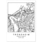 Lámina Mapa de la Ciudad Trondheim Estilo nordico en Blanco y negro.-Artwork-Nacnic-A4-Sin marco-Nacnic Estudio SL