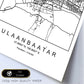Lámina Mapa de la Ciudad Ulaanbaatar Estilo nordico en Blanco y negro.-Artwork-Nacnic-Nacnic Estudio SL