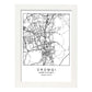 Lámina Mapa de la Ciudad Urumqi Estilo nordico en Blanco y negro.-Artwork-Nacnic-A3-Marco Blanco-Nacnic Estudio SL