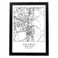 Lámina Mapa de la Ciudad Urumqi Estilo nordico en Blanco y negro.-Artwork-Nacnic-A3-Marco Negro-Nacnic Estudio SL