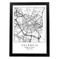 Lámina Mapa de la Ciudad Valencia Estilo nordico en Blanco y negro.-Artwork-Nacnic-A4-Marco Negro-Nacnic Estudio SL