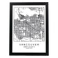 Lámina Mapa de la Ciudad Vancouver Estilo nordico en Blanco y negro.-Artwork-Nacnic-A3-Marco Negro-Nacnic Estudio SL