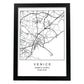 Lámina Mapa de la Ciudad Venice Estilo nordico en Blanco y negro.-Artwork-Nacnic-A3-Marco Negro-Nacnic Estudio SL
