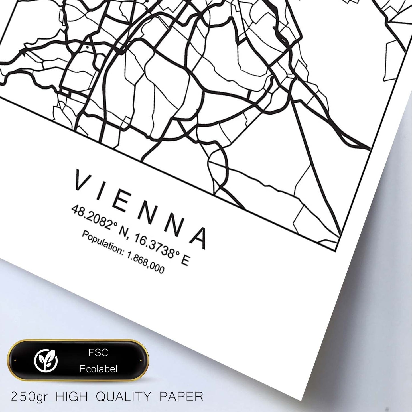 Lámina mapa de la ciudad Vienna estilo nordico en blanco y negro.-Artwork-Nacnic-Nacnic Estudio SL