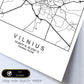 Lámina Mapa de la Ciudad Vilnius Estilo nordico en Blanco y negro.-Artwork-Nacnic-Nacnic Estudio SL