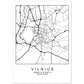 Lámina Mapa de la Ciudad Vilnius Estilo nordico en Blanco y negro.-Artwork-Nacnic-A4-Sin marco-Nacnic Estudio SL