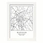Lámina Mapa de la Ciudad Warsaw Estilo nordico en Blanco y negro.-Artwork-Nacnic-A3-Marco Blanco-Nacnic Estudio SL