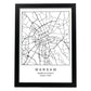 Lámina Mapa de la Ciudad Warsaw Estilo nordico en Blanco y negro.-Artwork-Nacnic-A4-Marco Negro-Nacnic Estudio SL