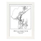 Lámina Mapa de la Ciudad Wellington Estilo nordico en Blanco y negro.-Artwork-Nacnic-A3-Marco Blanco-Nacnic Estudio SL