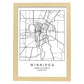 Lámina Mapa de la Ciudad Winnipeg Estilo nordico en Blanco y negro.-Artwork-Nacnic-A4-Marco Madera clara-Nacnic Estudio SL