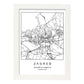 Lámina Mapa de la Ciudad Zagreb Estilo nordico en Blanco y negro.-Artwork-Nacnic-A3-Marco Blanco-Nacnic Estudio SL