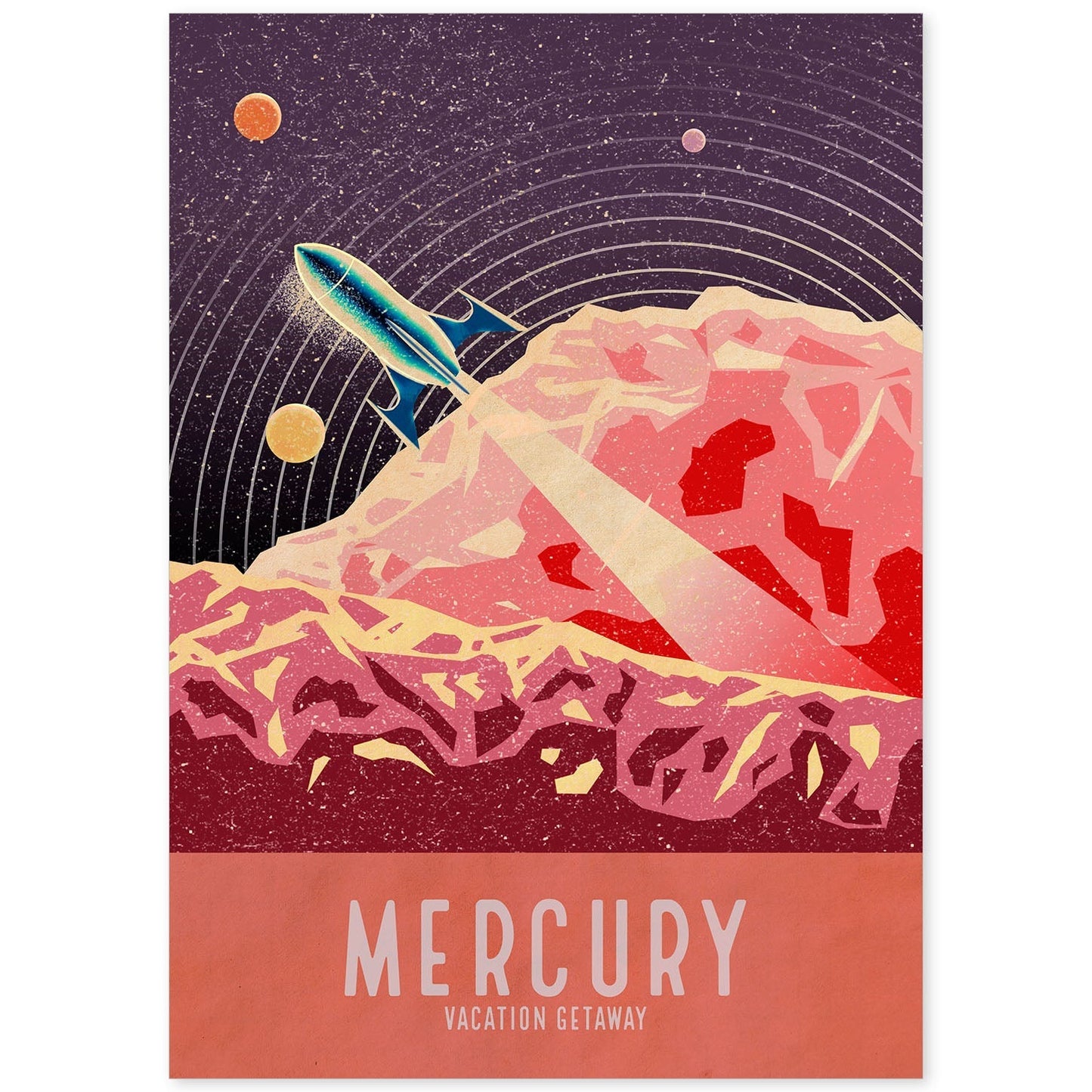 Lámina Mercurio. Pósters con detalladas ilustraciones del espacio. Coloridas imágenes de satélites, estrellas y planetas.-Artwork-Nacnic-A4-Sin marco-Nacnic Estudio SL