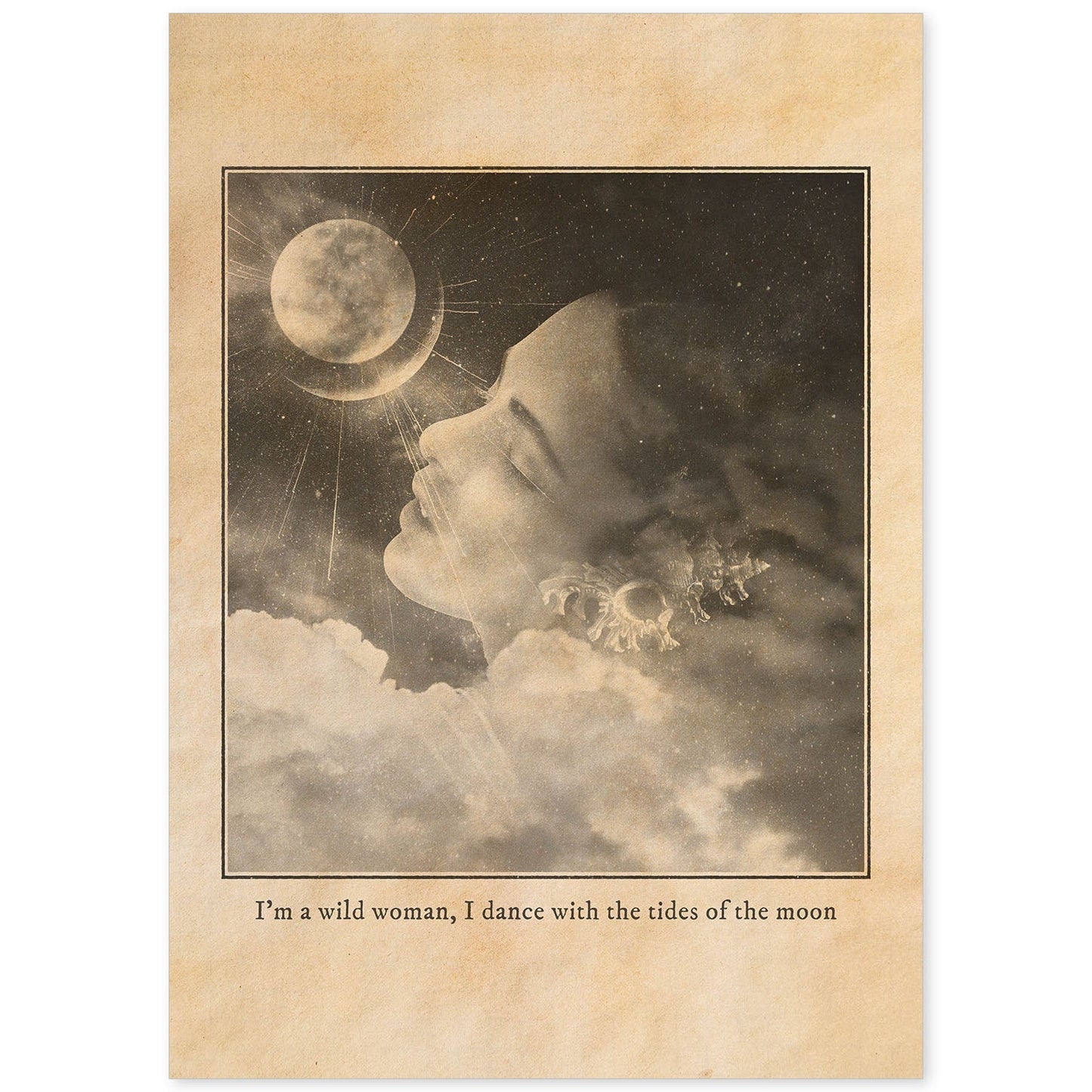 Lámina Mujer salvaje. Pósters con ilustraciones de mujeres místicas y espiritualidad en estilo vintage.-Artwork-Nacnic-A4-Sin marco-Nacnic Estudio SL