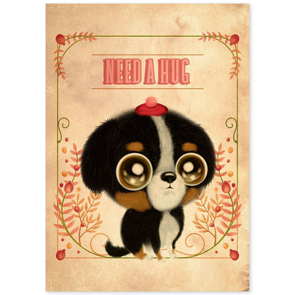 Lámina Necesito un abrazo. Pósters con divertidos animales domésticos.-Artwork-Nacnic-A4-Sin marco-Nacnic Estudio SL