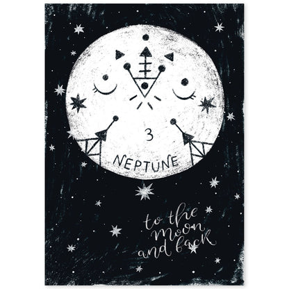 Lámina Neptuno Estilo nordico blanco y negro. Composiciones planetarias infantiles.-Artwork-Nacnic-A4-Sin marco-Nacnic Estudio SL