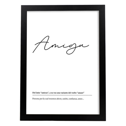 Lámina Palabra Amiga Lámina nordicas blanco y negro.-Artwork-Nacnic-A4-Marco Negro-Nacnic Estudio SL