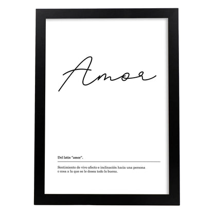 Lámina Palabra Amor Lámina nordicas blanco y negro.-Artwork-Nacnic-A4-Marco Negro-Nacnic Estudio SL