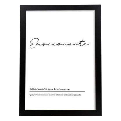 Lámina Palabra Emocionante Lámina nordicas blanco y negro.-Artwork-Nacnic-A4-Marco Negro-Nacnic Estudio SL