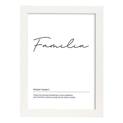 Lámina Palabra Familia Lámina nordicas blanco y negro.-Artwork-Nacnic-A4-Marco Blanco-Nacnic Estudio SL
