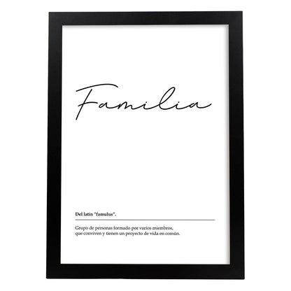 Lámina Palabra Familia Lámina nordicas blanco y negro.-Artwork-Nacnic-A4-Marco Negro-Nacnic Estudio SL