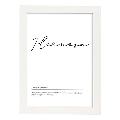 Lámina Palabra Hermosa Lámina nordicas blanco y negro. Poster 250 gr.-Artwork-Nacnic-A4-Marco Blanco-Nacnic Estudio SL