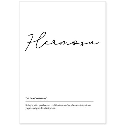 Lámina Palabra Hermosa Lámina nordicas blanco y negro. Poster 250 gr.-Artwork-Nacnic-A4-Sin marco-Nacnic Estudio SL