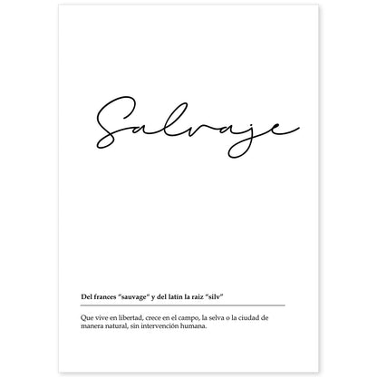 Lámina Palabra Salvaje Lámina nordicas blanco y negro.-Artwork-Nacnic-A4-Sin marco-Nacnic Estudio SL