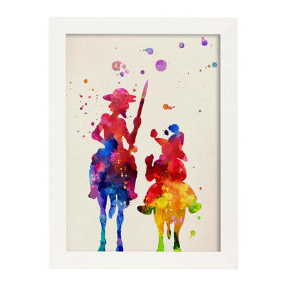 Lámina para enmarcar "Don Quijote". Nacnic. Láminas a estilo acuarela. alta calidad.-Artwork-Nacnic-A4-Marco Blanco-Nacnic Estudio SL