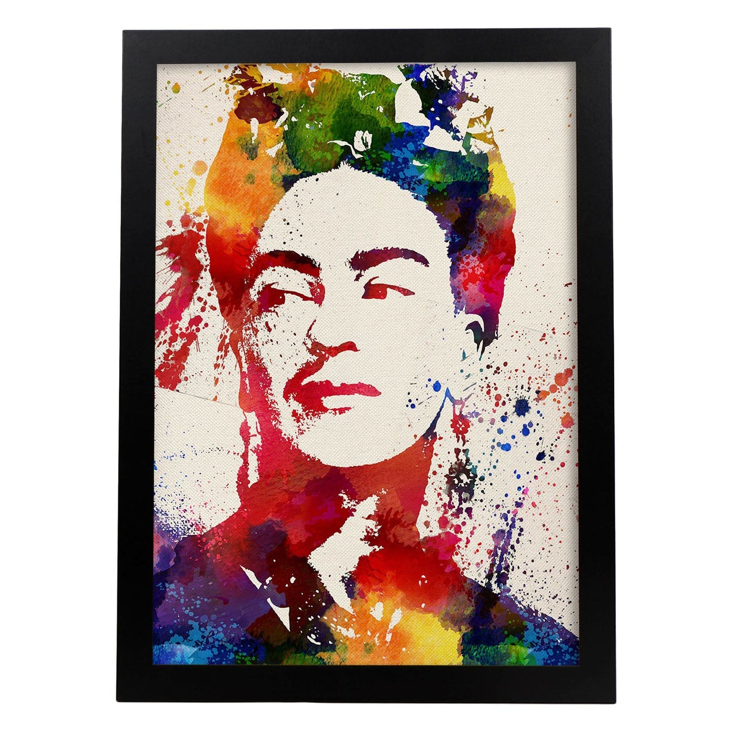 Lámina para enmarcar Frida Kahlo Estilo Acuarela. Poster con imágen de Frida Kahlo Estilo Acuarela. Lámina de la mítica pintora Frida Kahlo.-Artwork-Nacnic-A3-Marco Negro-Nacnic Estudio SL