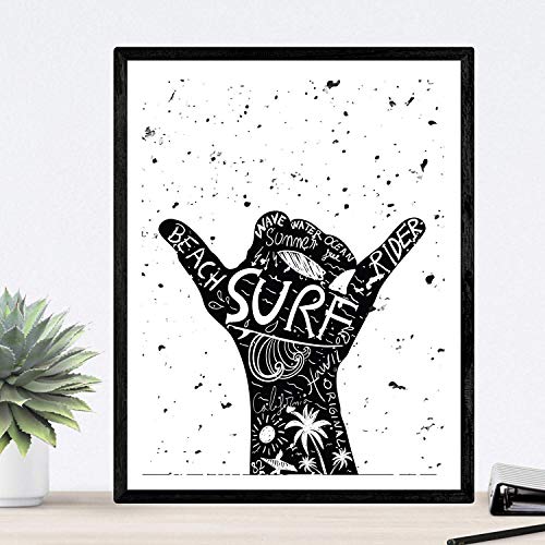 Lámina para enmarcar Lets Surf Poster con Imagen surfera. Lámina en Blanco y Negro.-Artwork-Nacnic-Nacnic Estudio SL
