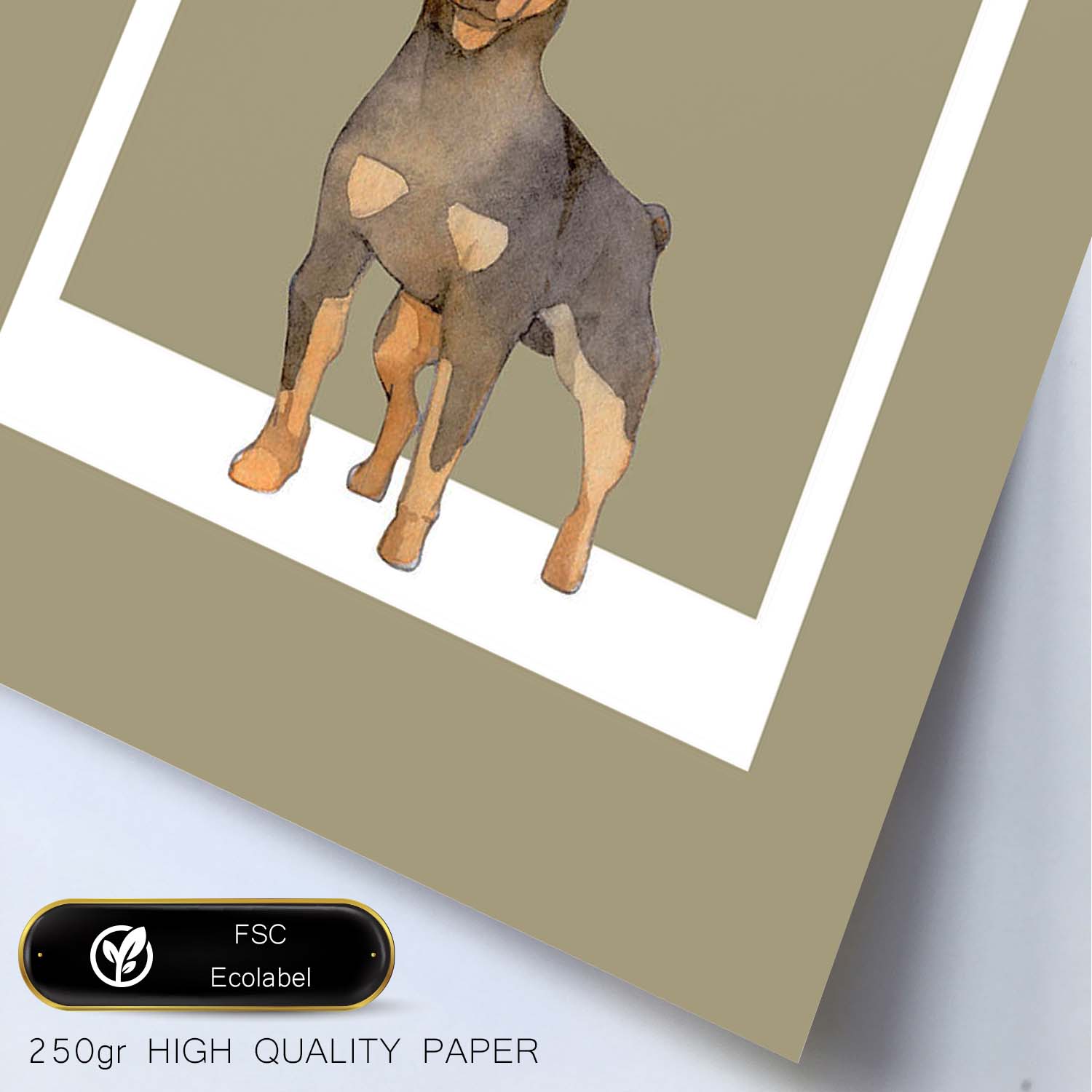 Lámina Pinscher miniatura. Pósters con ilustraciones de razas de perro en tonos cálidos y pastel.-Artwork-Nacnic-Nacnic Estudio SL