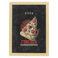 Lámina Pizza. Pósters con modernos diseños estilo tatuaje sobre fondo oscuro.-Artwork-Nacnic-A4-Marco Madera clara-Nacnic Estudio SL
