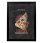 Lámina Pizza. Pósters con modernos diseños estilo tatuaje sobre fondo oscuro.-Artwork-Nacnic-A4-Marco Negro-Nacnic Estudio SL
