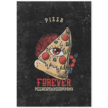 Lámina Pizza. Pósters con modernos diseños estilo tatuaje sobre fondo oscuro.-Artwork-Nacnic-A4-Sin marco-Nacnic Estudio SL
