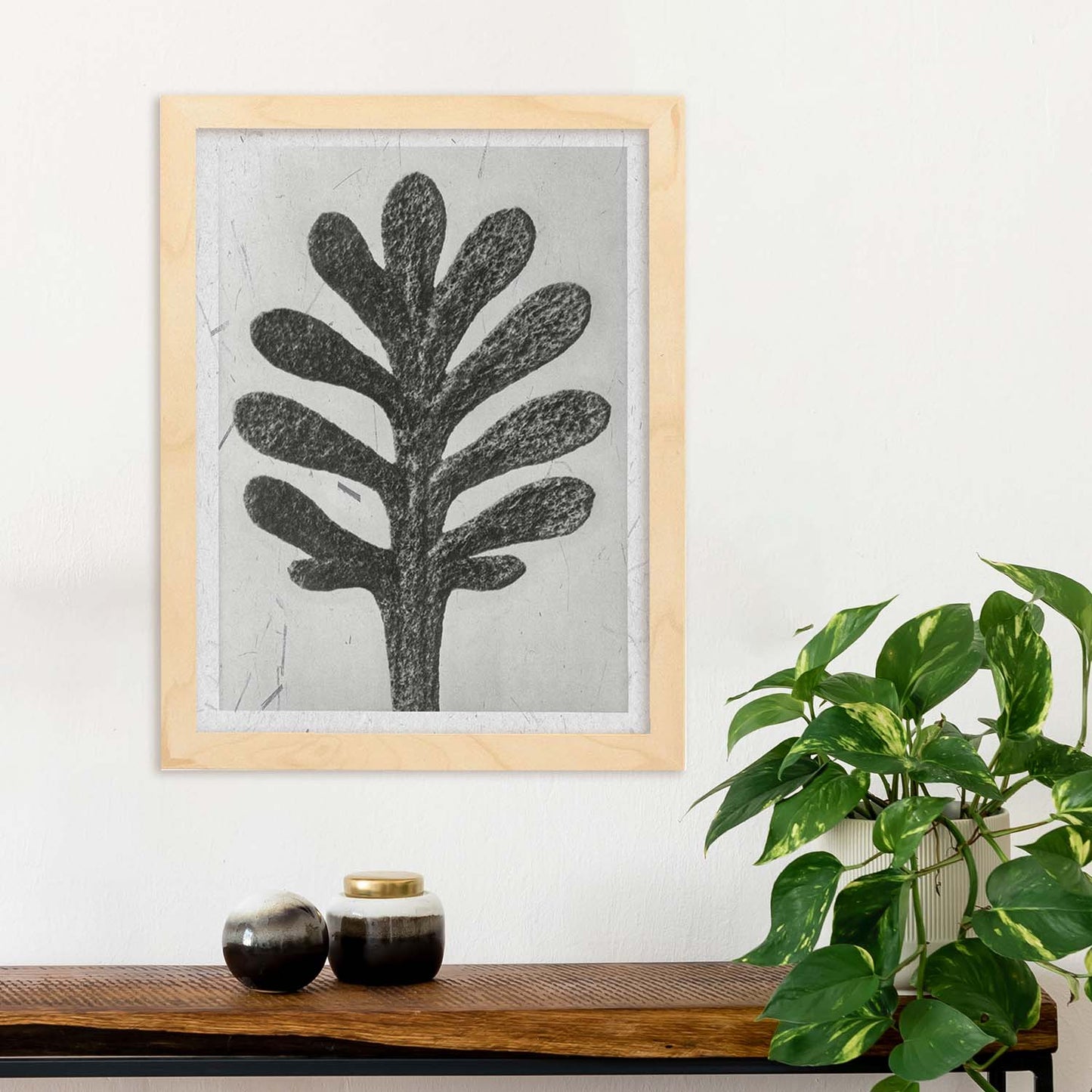 Lámina Planta blanco y negro 11. Pósters con ilustraciones de flores y plantas en tonos grises.-Artwork-Nacnic-Nacnic Estudio SL