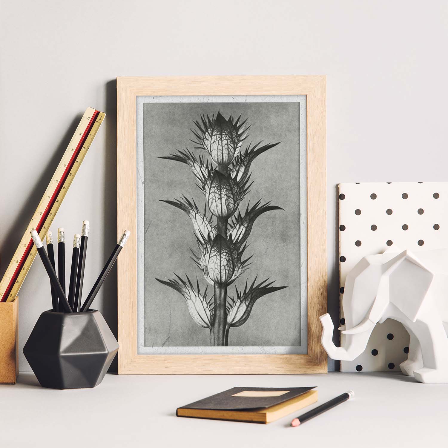 Lámina Planta blanco y negro 50. Pósters con ilustraciones de flores y plantas en tonos grises.-Artwork-Nacnic-Nacnic Estudio SL