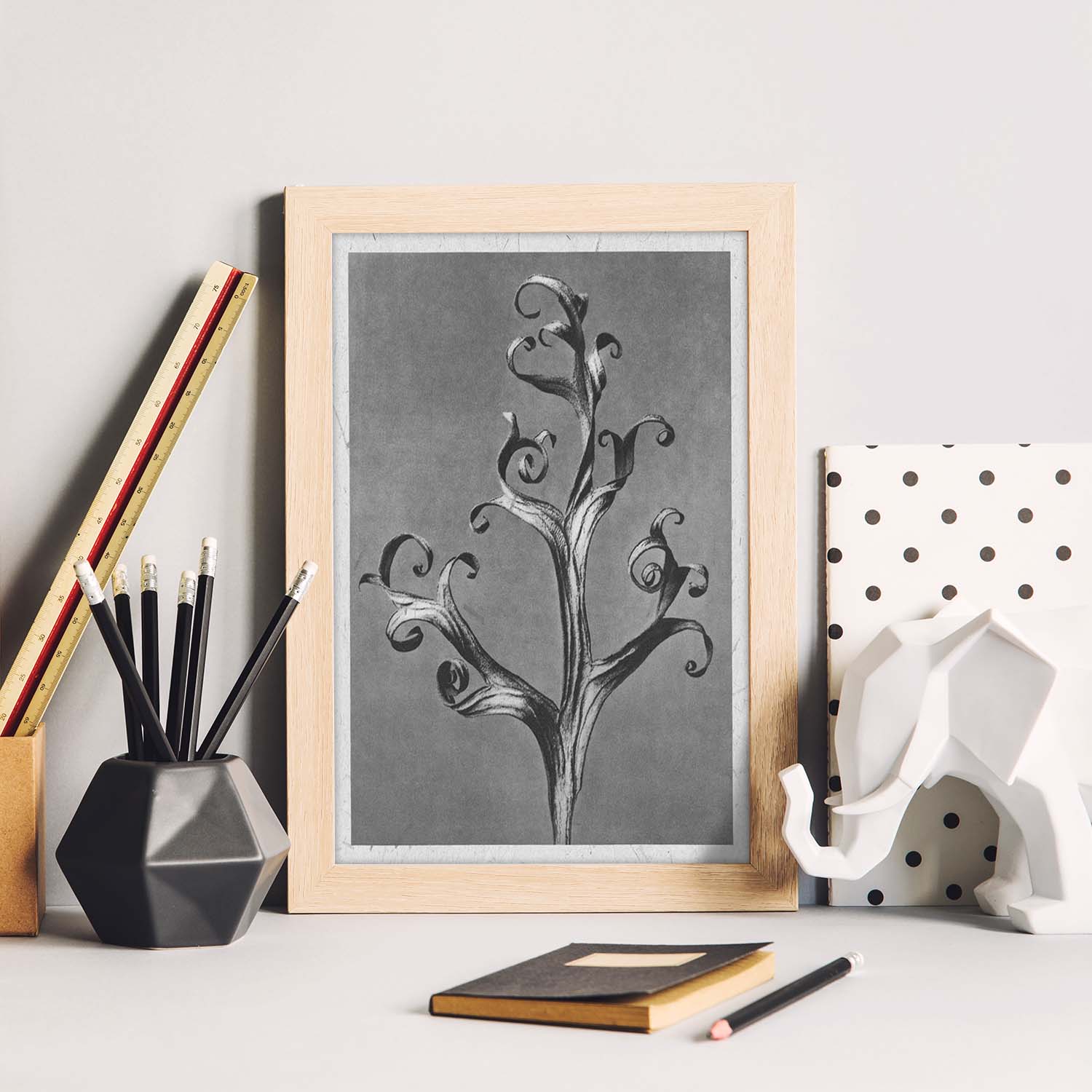 Lámina Planta blanco y negro 65. Pósters con ilustraciones de flores y plantas en tonos grises.-Artwork-Nacnic-Nacnic Estudio SL
