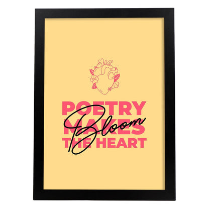 Lámina Poesía y corazón. Pósters con mensajes positivos sobre el amor propio.-Artwork-Nacnic-A4-Marco Negro-Nacnic Estudio SL