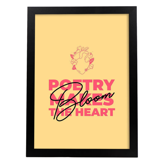 Lámina Poesía y corazón. Pósters con mensajes positivos sobre el amor propio.-Artwork-Nacnic-A4-Marco Negro-Nacnic Estudio SL
