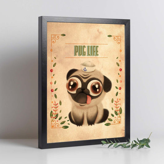 Lámina Pug. Pósters con divertidos animales domésticos.-Artwork-Nacnic-Nacnic Estudio SL