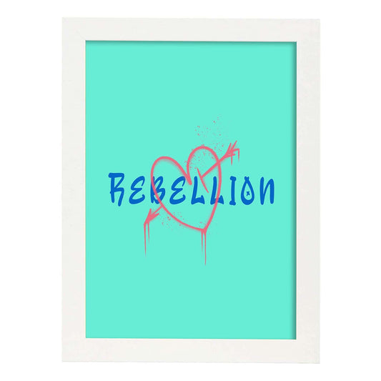 Lámina Rebelión. Pósters con ilustraciones minimalistas y coloridas de graffiti.-Artwork-Nacnic-A4-Marco Blanco-Nacnic Estudio SL