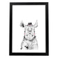 Lámina Rinoceronte infantil con gafas y sombrero poster animales infantiles-Artwork-Nacnic-A4-Marco Negro-Nacnic Estudio SL