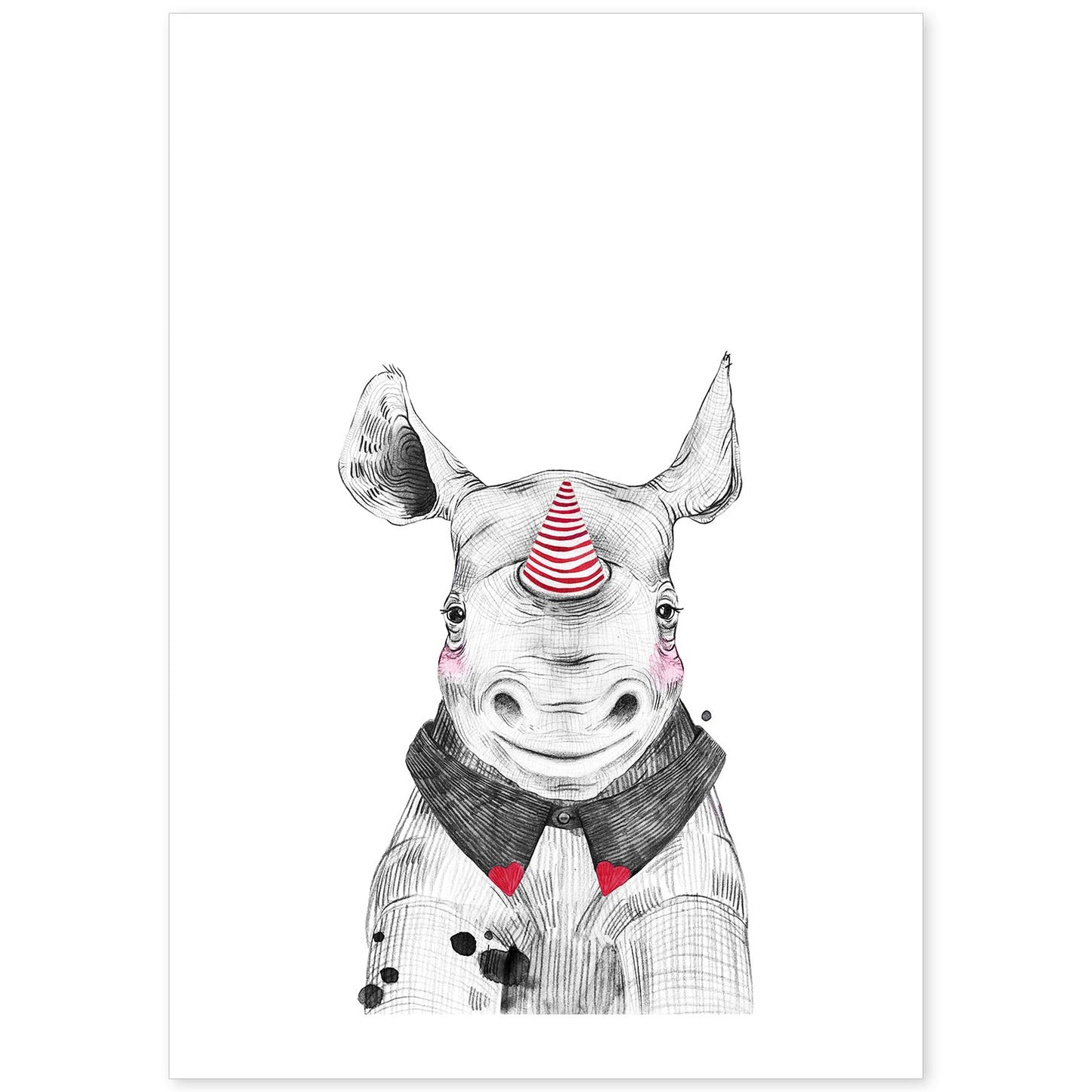 Lámina Rinoceronte infantil de cumpleaños poster animales infantiles-Artwork-Nacnic-A4-Sin marco-Nacnic Estudio SL