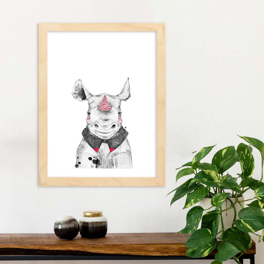 Lámina Rinoceronte infantil de cumpleaños poster animales infantiles-Artwork-Nacnic-Nacnic Estudio SL