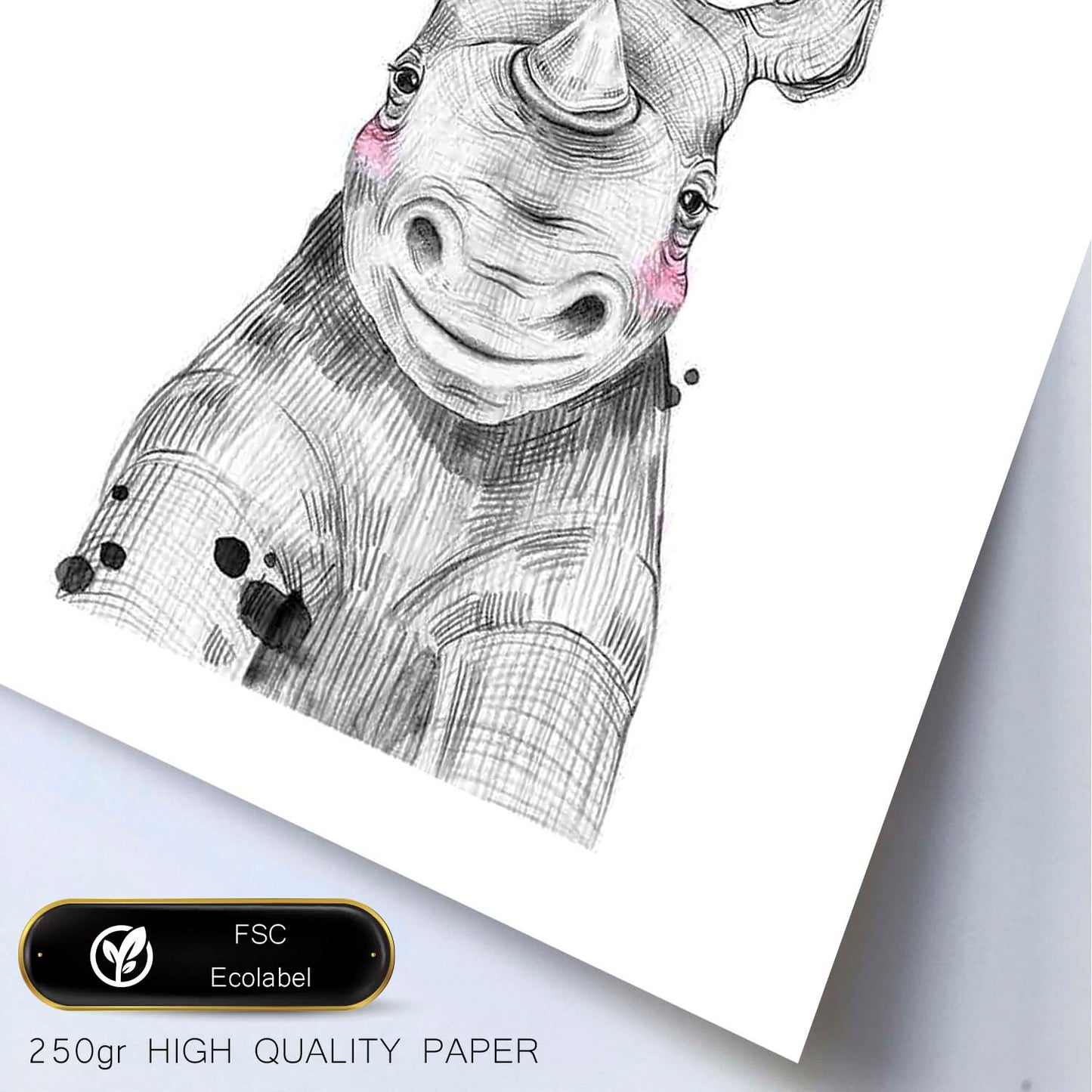 Lámina Rinoceronte infantil poster animales infantiles-Artwork-Nacnic-Nacnic Estudio SL