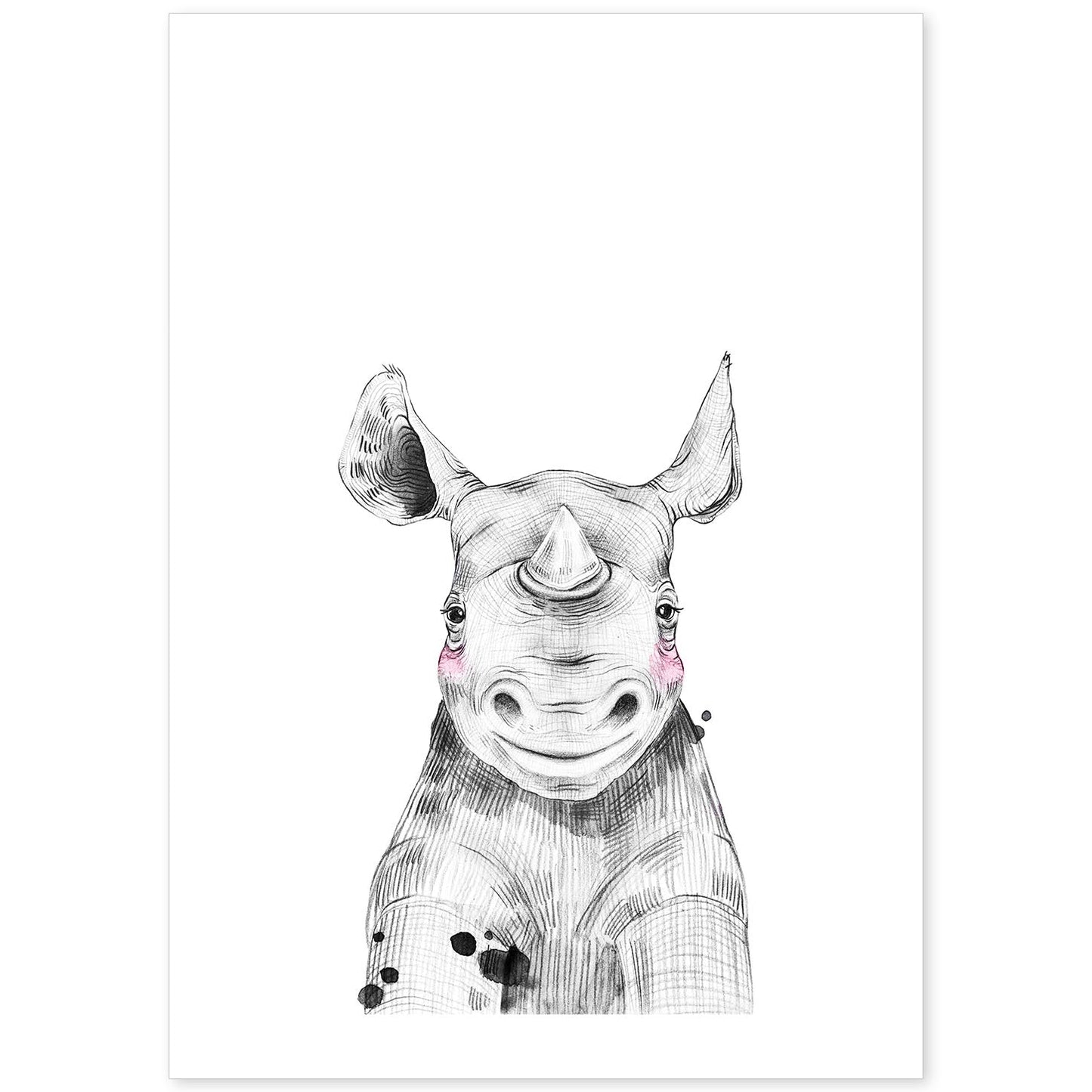 Lámina Rinoceronte infantil poster animales infantiles-Artwork-Nacnic-A4-Sin marco-Nacnic Estudio SL