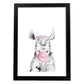 Lámina Rinoceronte infatil con chicle poster animales infantiles-Artwork-Nacnic-A4-Marco Negro-Nacnic Estudio SL