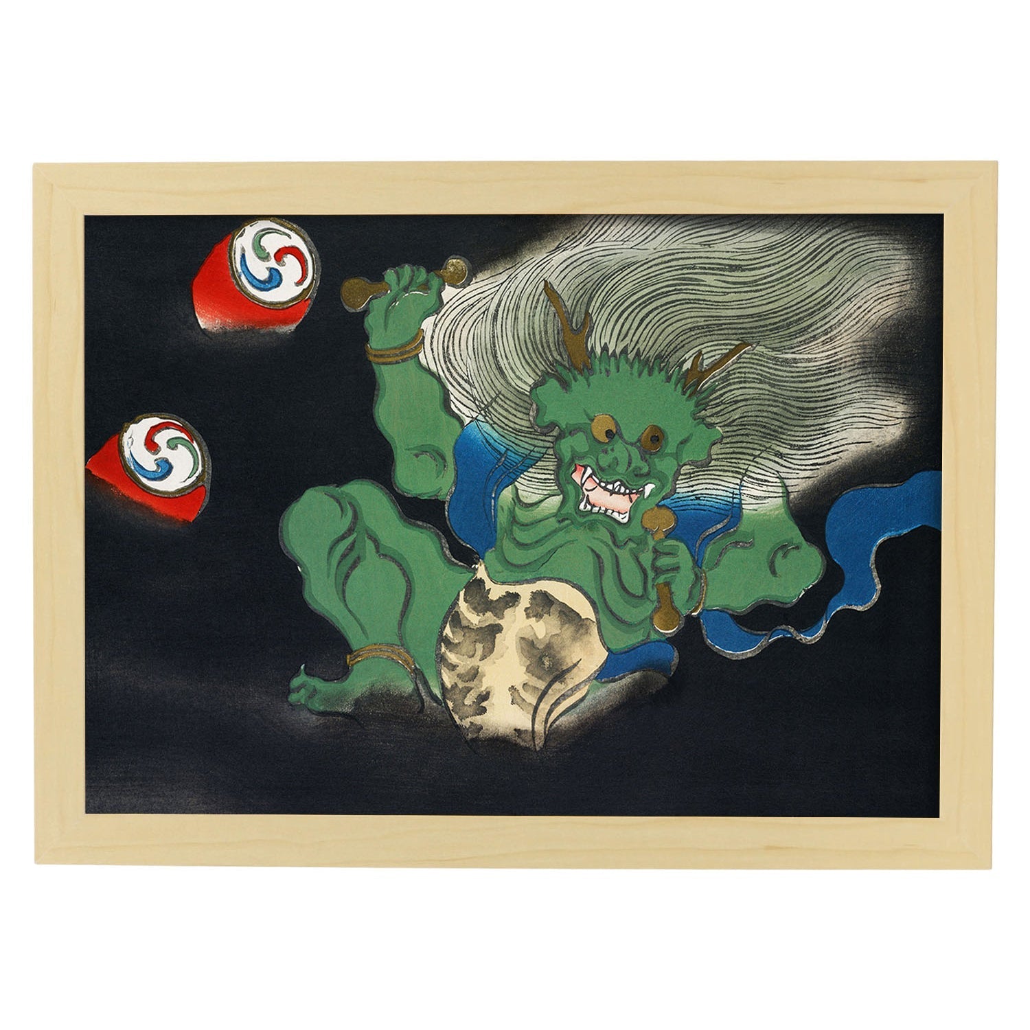Lámina Rinpa 02. Pósters con llamativas ilustraciones Rinpa del artista japonés Kamisaka Sekka.-Artwork-Nacnic-A3-Marco Madera clara-Nacnic Estudio SL