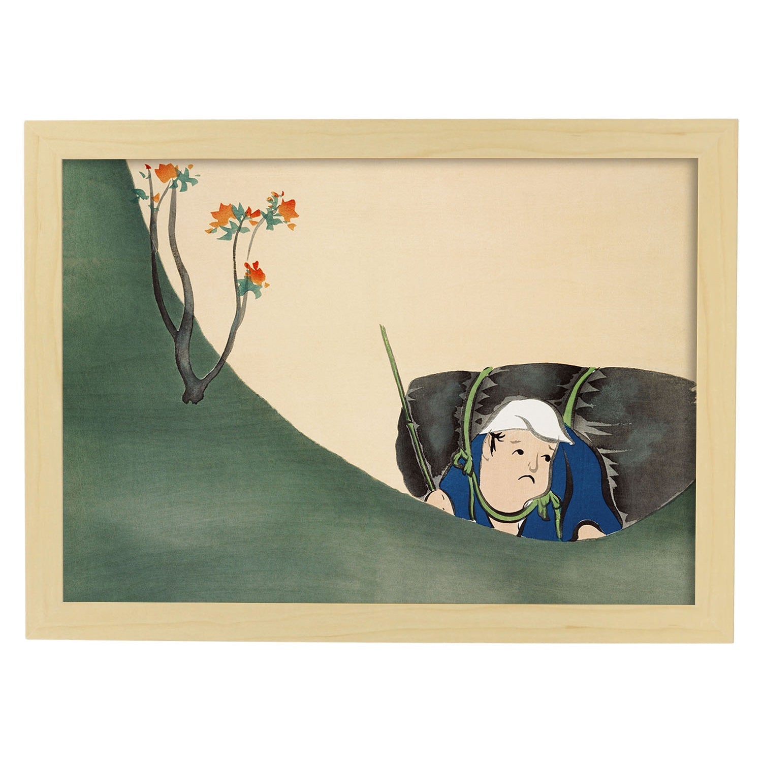Lámina Rinpa 05. Pósters con llamativas ilustraciones Rinpa del artista japonés Kamisaka Sekka.-Artwork-Nacnic-A3-Marco Madera clara-Nacnic Estudio SL