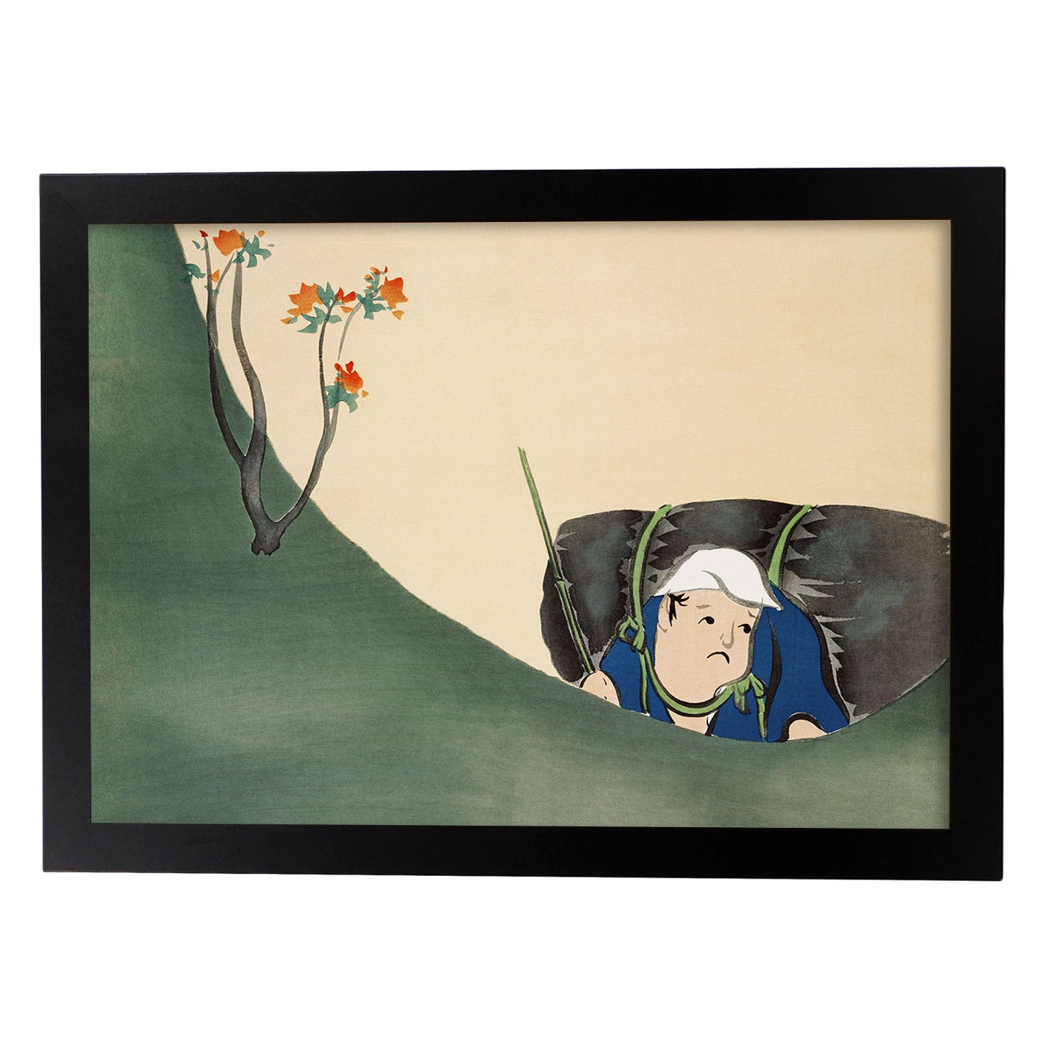 Lámina Rinpa 05. Pósters con llamativas ilustraciones Rinpa del artista japonés Kamisaka Sekka.-Artwork-Nacnic-A3-Marco Negro-Nacnic Estudio SL